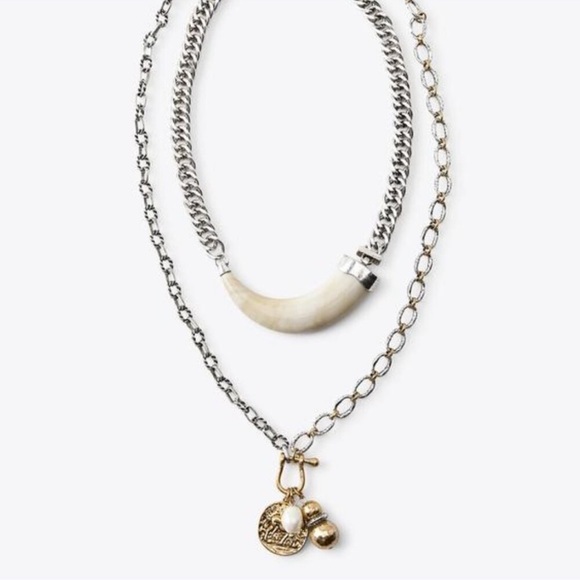 Zara pack of 2 horn and charm necklaces NWT